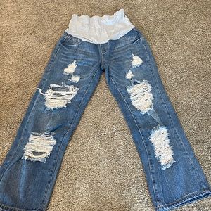 Women's Maternity Distressed Boyfriend Jeans